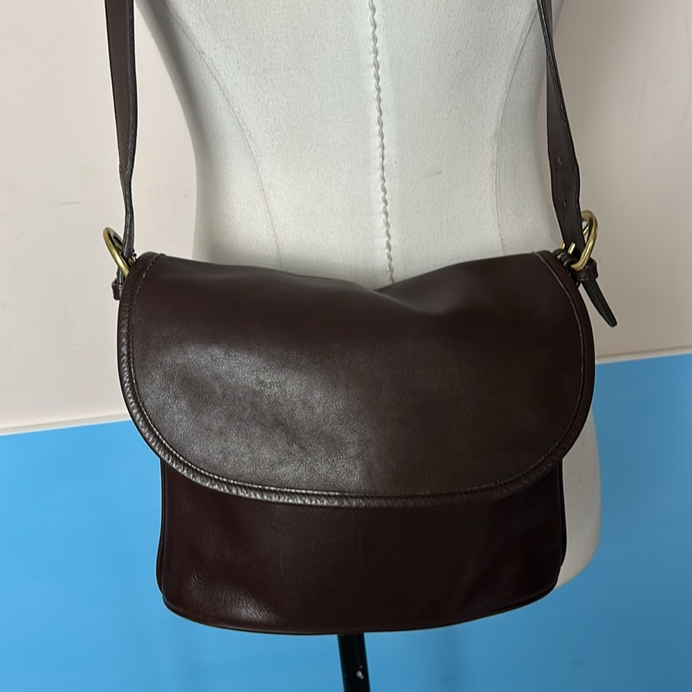 Vintage Auth COACH Old Coach Fletcher Bag 4150 Crossbody Bag Brown Leather - Picture 4 of 17
